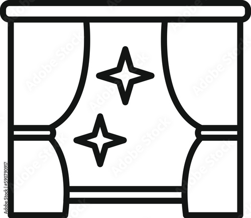 Night curtain icon outline vector. Sleep problem. Stress person