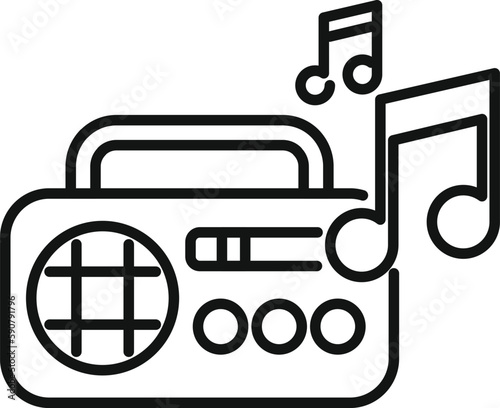 Music sleeping icon outline vector. Insomnia stress. Awake person