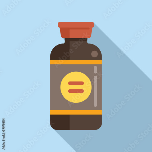 Soy sauce icon flat vector. Japan food. Restaurant bottle
