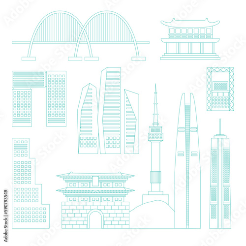 Photography Seoul City Skyline Tower Vector