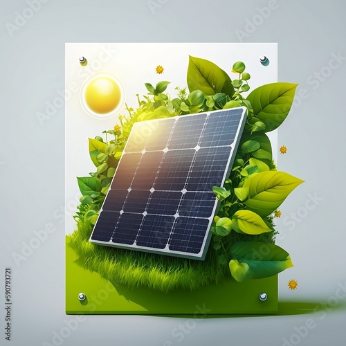 solar panel renewable green energy nature backdrop advert illustration created using generative ai