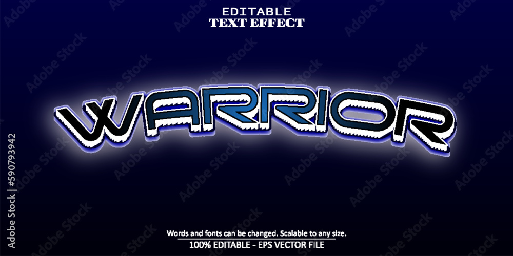 warrior text effect, editable shine and game text style