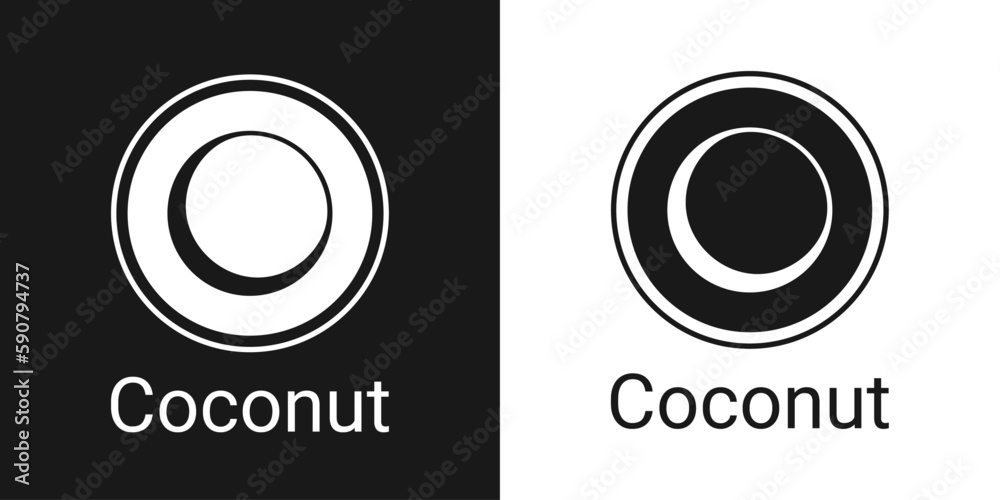 Linear coconut icon, outline vector sign, linear icon, isolated on white background Linear coconut icon, outline vector sign, linear icon, isolated on white background