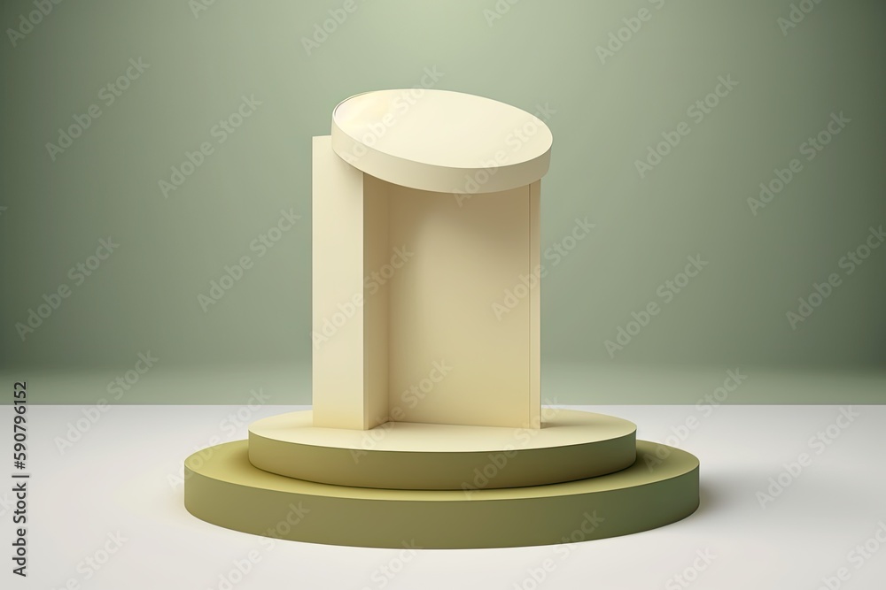 White Pedestal with Round Top on a Blank Background. Generative AI White Pedestal with Round Top on a Blank Background. Generative AI