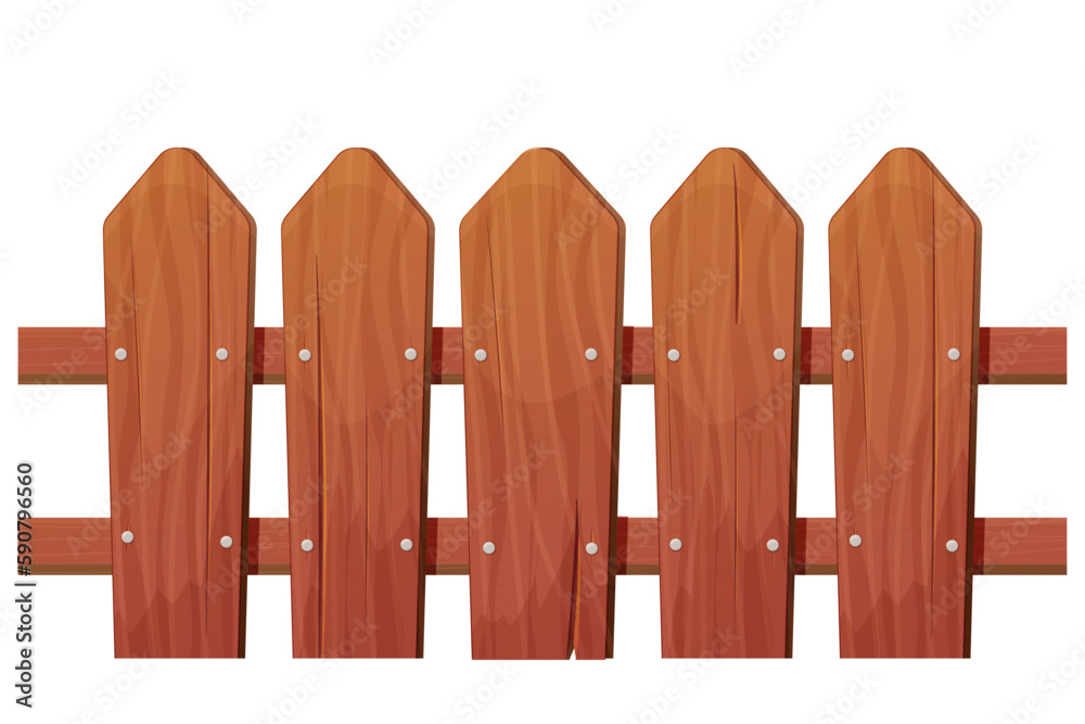 Wooden fencing on farm, ranch, garden isolated country timber fence in cartoon style isolated on white background. Hardwood slats, farming picket. Rural home protection, barrier of timber panels Wooden fencing on farm, ranch, garden isolated country timber fence in cartoon style isolated on white background. Hardwood slats, farming picket. Rural home protection, barrier of timber panels