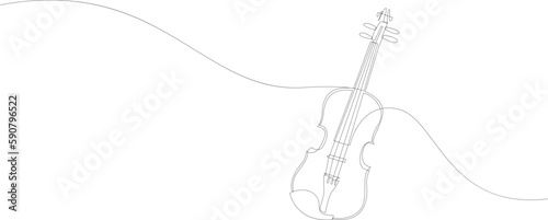 Violin continuous line drawing. Minimalist one line style design.