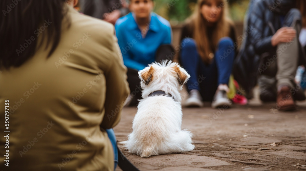 Dog locked in a cage awaiting adoption created with Generative AI technology Dog locked in a cage awaiting adoption created with Generative AI technology