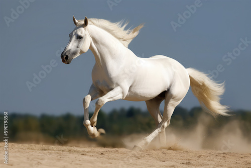 the gallop white horse running © Tidarat