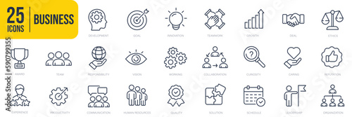 Business thin line icons. Editable stroke. Vector graphic illustration. For website design, logo, app, template, ui, etc.