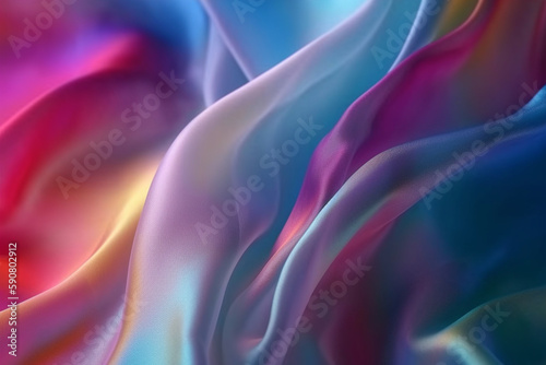 abstract background of multicolored silk or satin texture. Generative ai