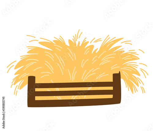 Haystack. Dry grass, farm fodder bundles. Bale of hay Dried haystack, fodder straw and farm haystacks vector cartoon illustration isolated on the white background. 