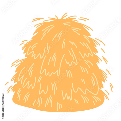 Haystack. Dry grass, farm fodder bundles. Bale of hay Dried haystack, fodder straw and farm haystacks vector cartoon illustration isolated on the white background. 