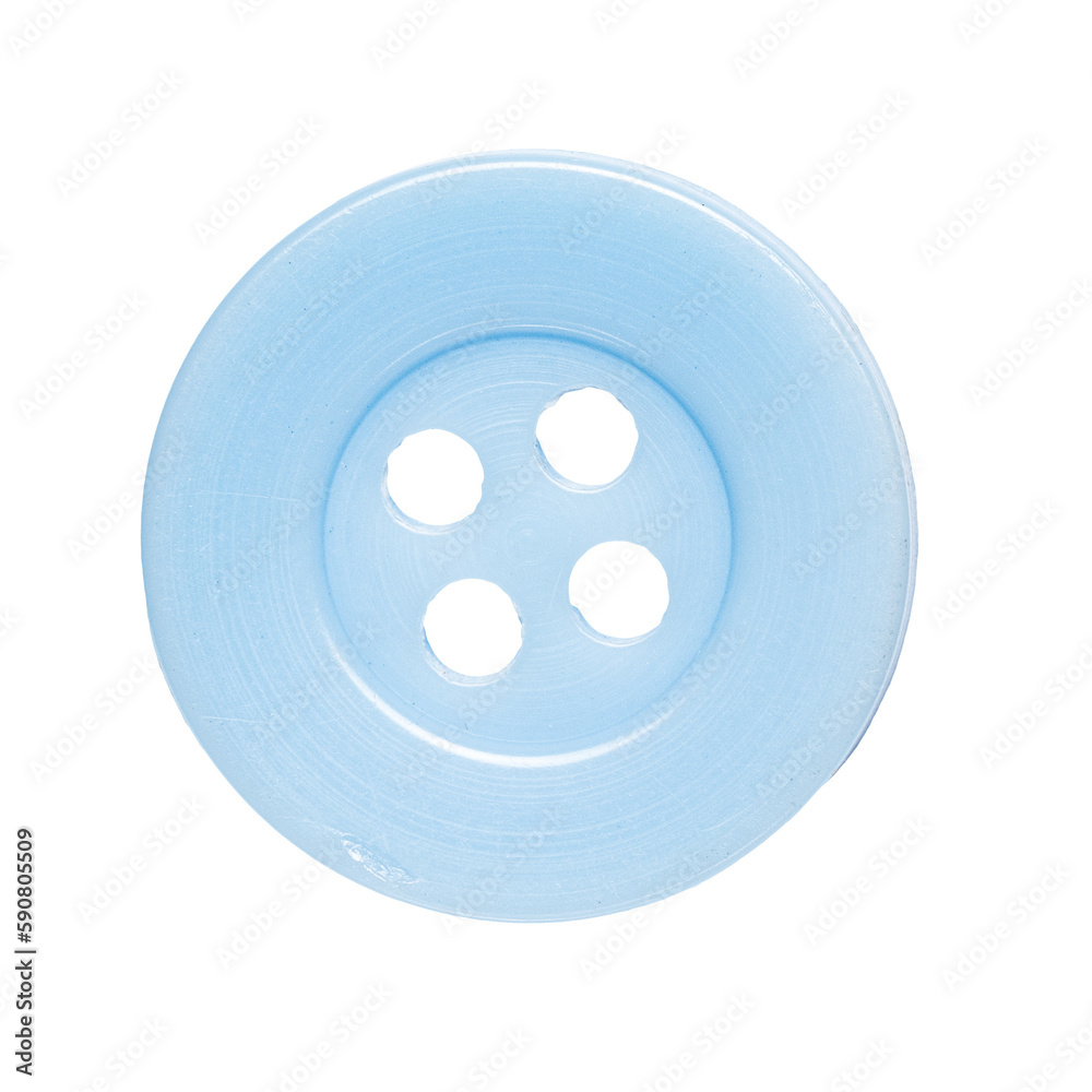 One single blue plastic button isolated on transparent or white background One single blue plastic button isolated on transparent or white background