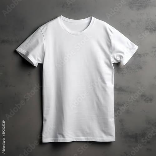 Image of plain white cotton t-shirts hanging on a hanger