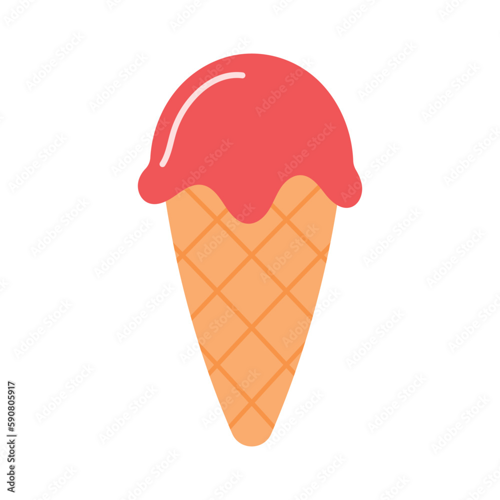 Hand drawn Pink Ice Cream Vector for Summer Doodle Isolated on White Background Hand drawn Pink Ice Cream Vector for Summer Doodle Isolated on White Background