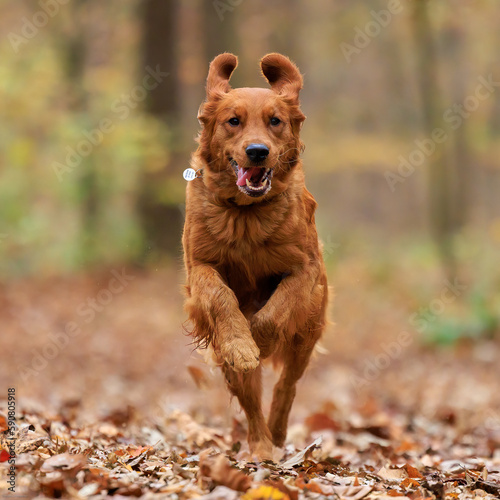 golden retriever in the woods