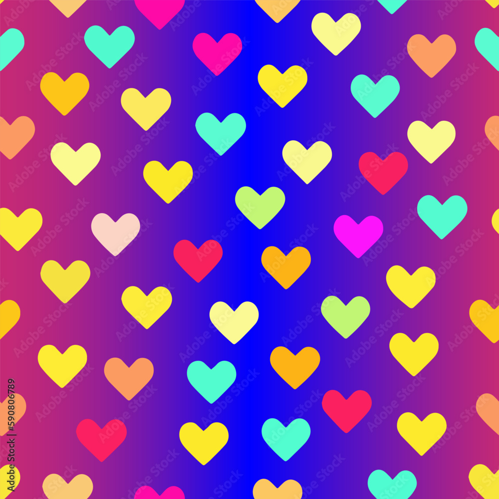 Abstract background of multi-colored hearts. vector illustration. Seamless background with hearts.