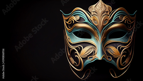 Ornate costume  gold colored mask create mysterious elegance generated by AI