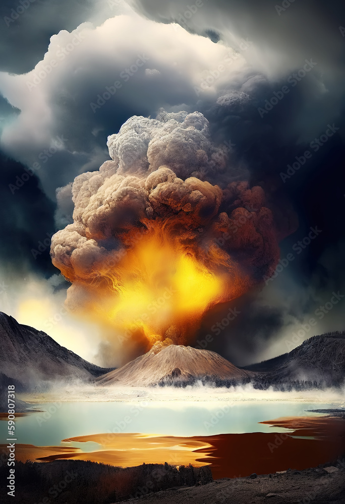 Photo Mushroom Cloud Created by Nuclear Weapons Technolog