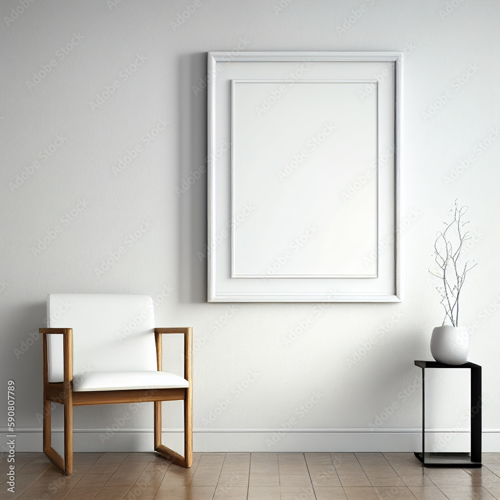 Hanging white blank photo frame generated by artificial intelligence Hanging white blank photo frame generated by artificial intelligence