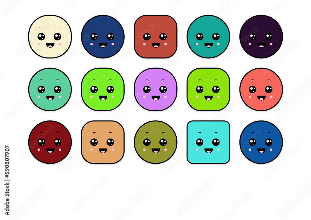 kawaii smiling 2d shape illustration anime kawaii smiling 2d shape illustration anime