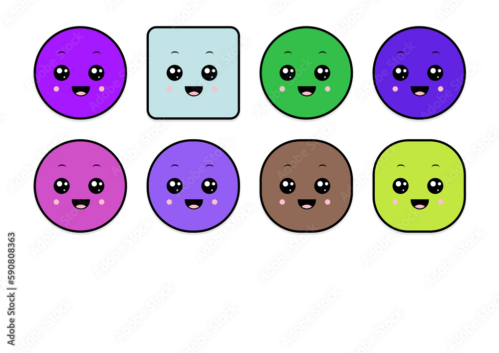 kawaii smiling 2d shape illustration anime kawaii smiling 2d shape illustration anime