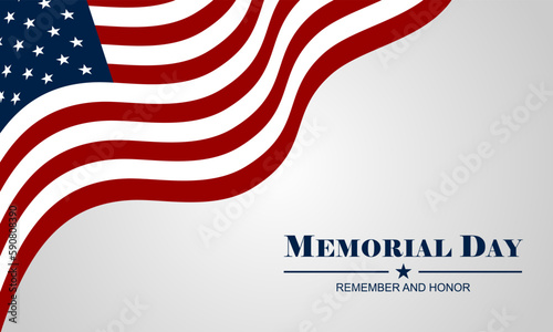 Memorial day background design with remember and honor text 