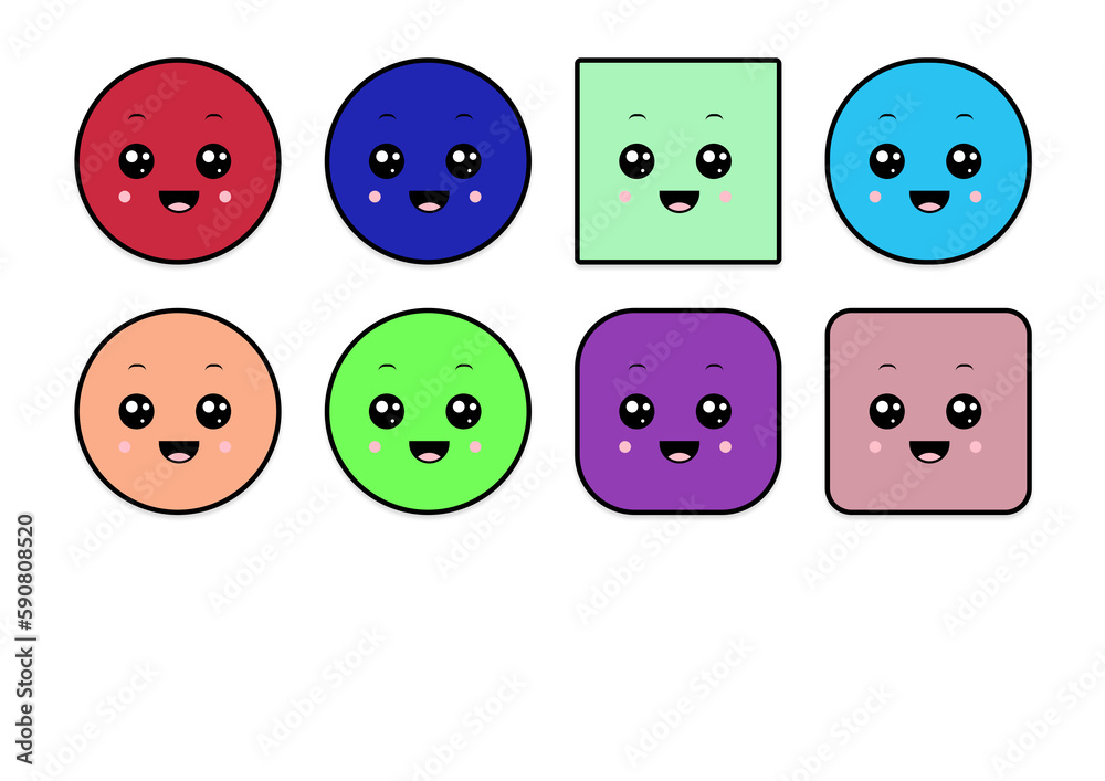 kawaii smiling 2d shape illustration anime kawaii smiling 2d shape illustration anime