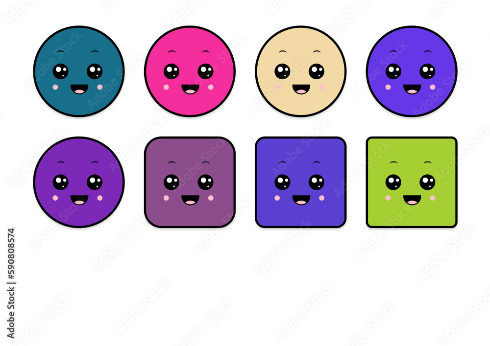 kawaii smiling 2d shape illustration anime kawaii smiling 2d shape illustration anime