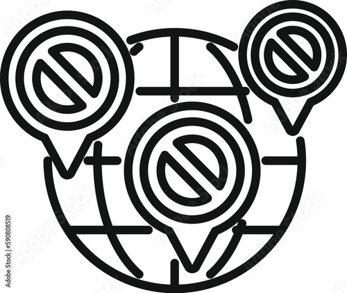 Global blacklist icon outline vector. User data. Digital internet