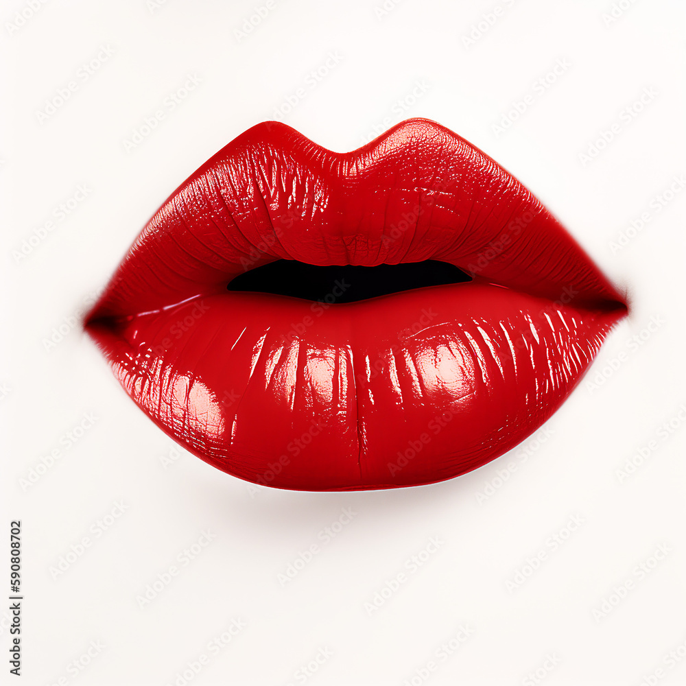 Fototapeta premium glossy red rip on white background. Generative AI