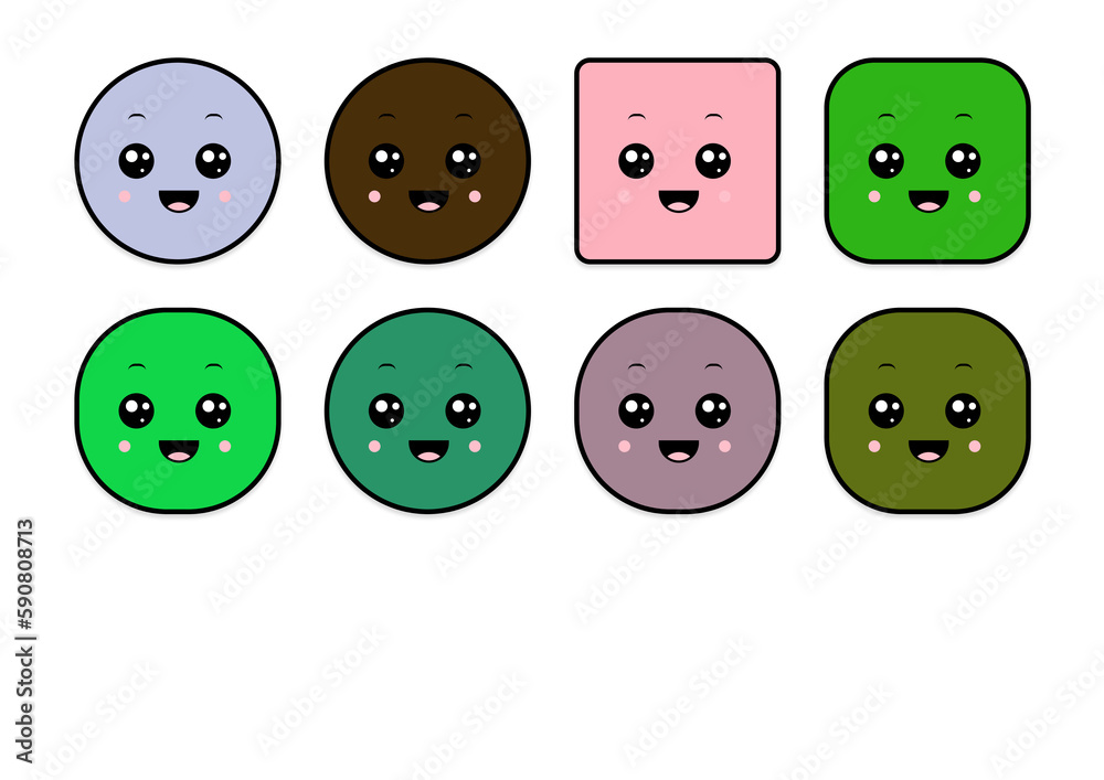 kawaii smiling 2d shape illustration anime kawaii smiling 2d shape illustration anime