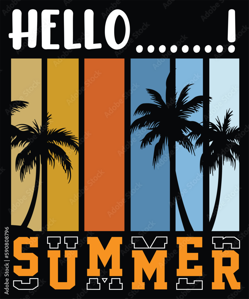 Fototapeta premium Hello Summer T shirt design 