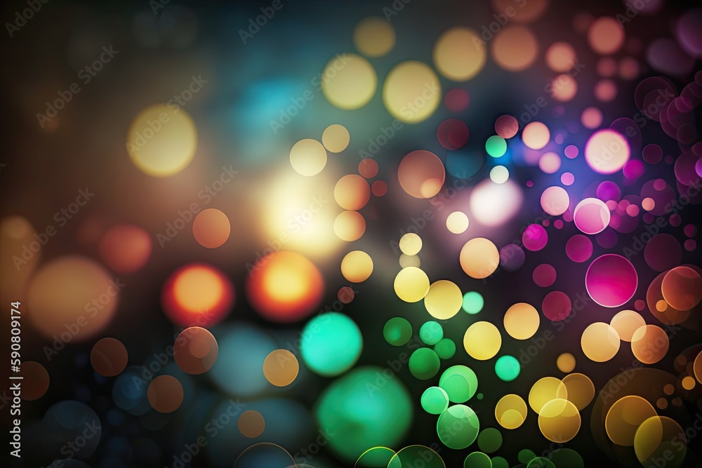 blurred colorful lights on a dark background. Generative AI