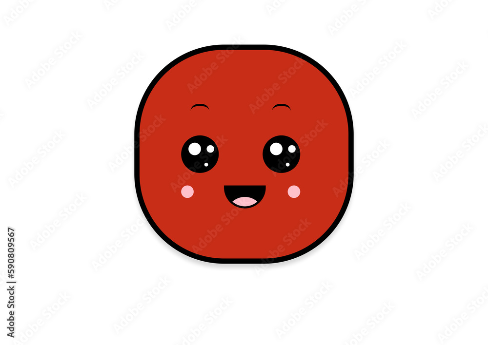 Fototapeta premium kawaii smiling 2d shape illustration anime