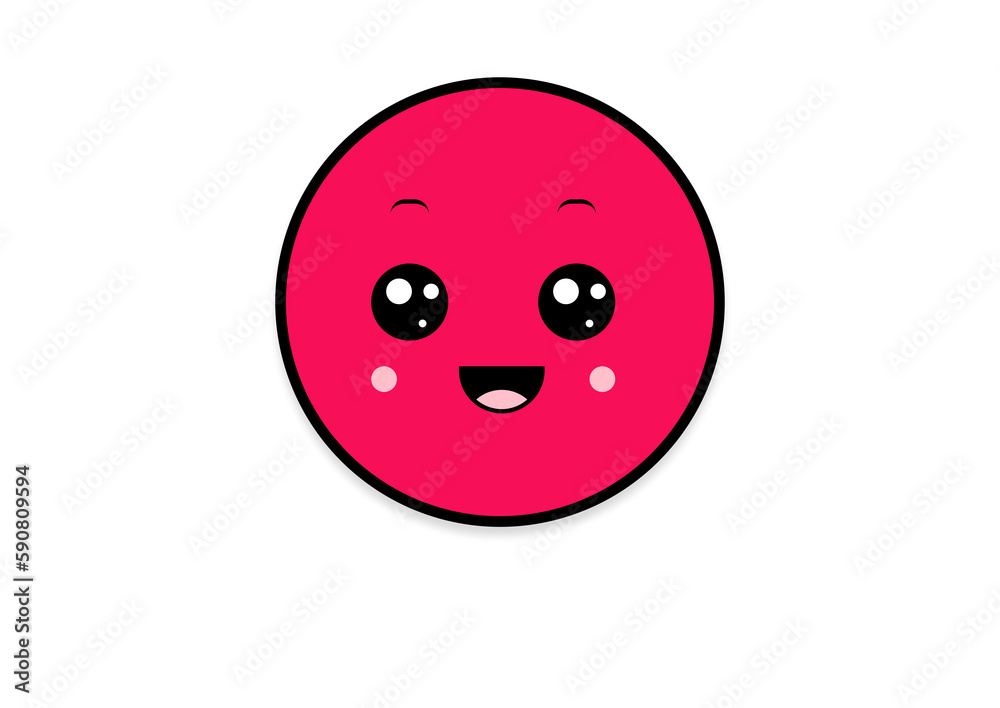 Fototapeta premium kawaii smiling 2d shape illustration anime