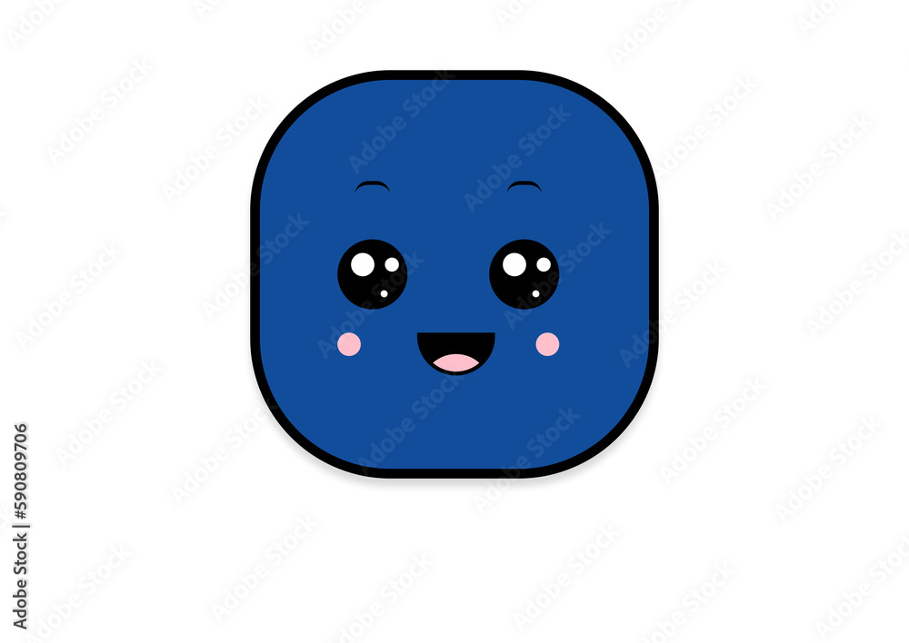 Fototapeta premium kawaii smiling 2d shape illustration anime