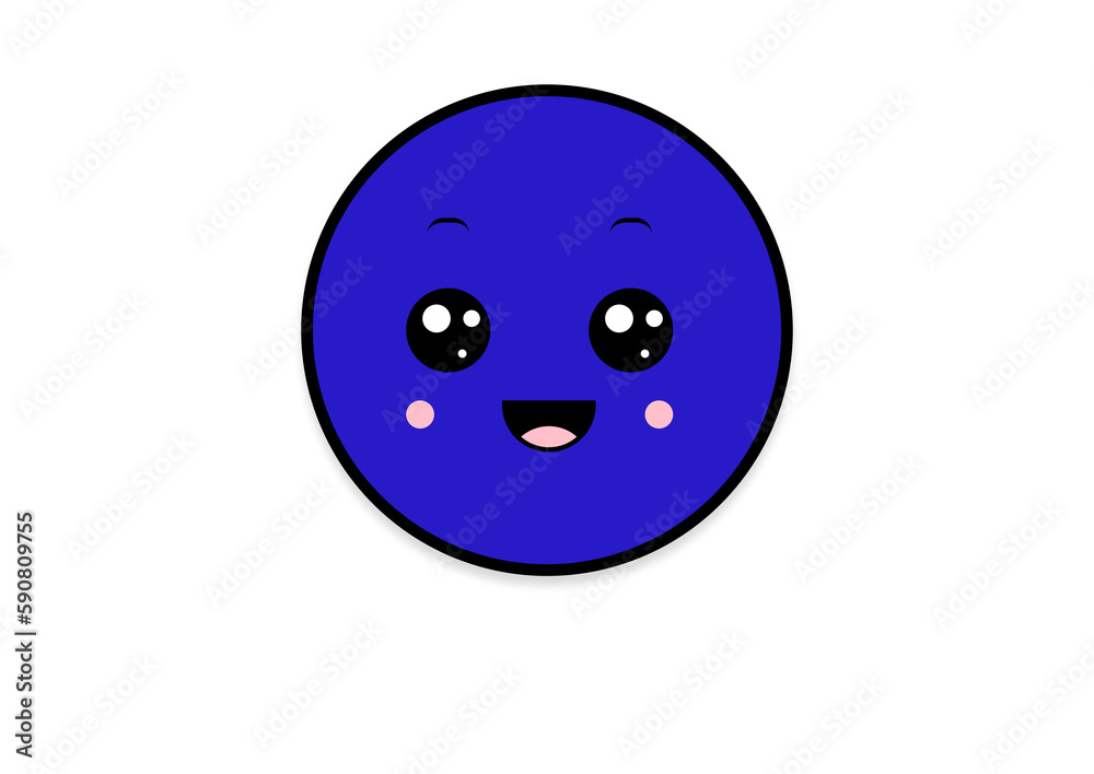 Fototapeta premium kawaii smiling 2d shape illustration anime