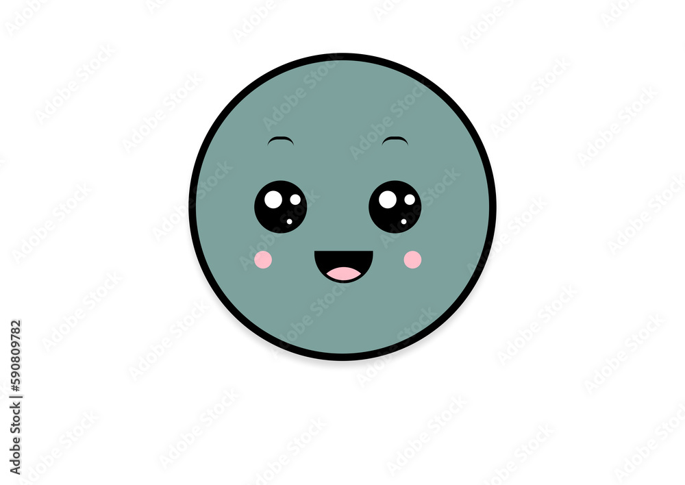 Fototapeta premium kawaii smiling 2d shape illustration anime