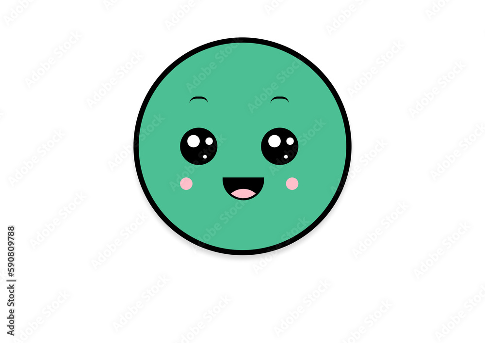 Fototapeta premium kawaii smiling 2d shape illustration anime