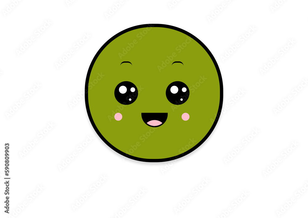 Fototapeta premium kawaii smiling 2d shape illustration anime