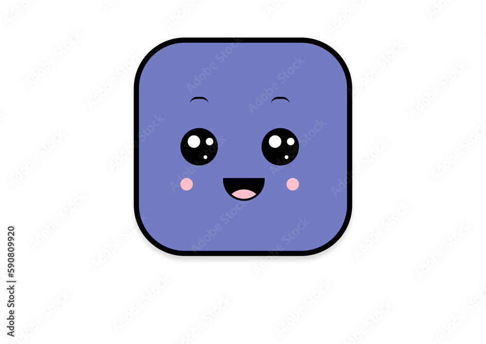 Fototapeta premium kawaii smiling 2d shape illustration anime