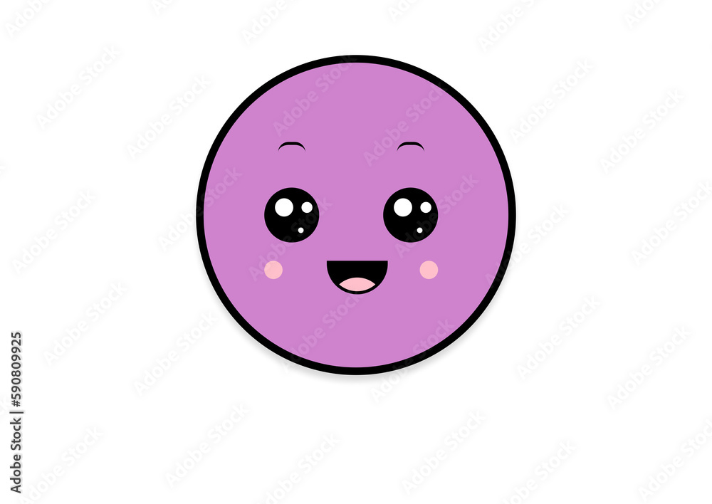 Fototapeta premium kawaii smiling 2d shape illustration anime