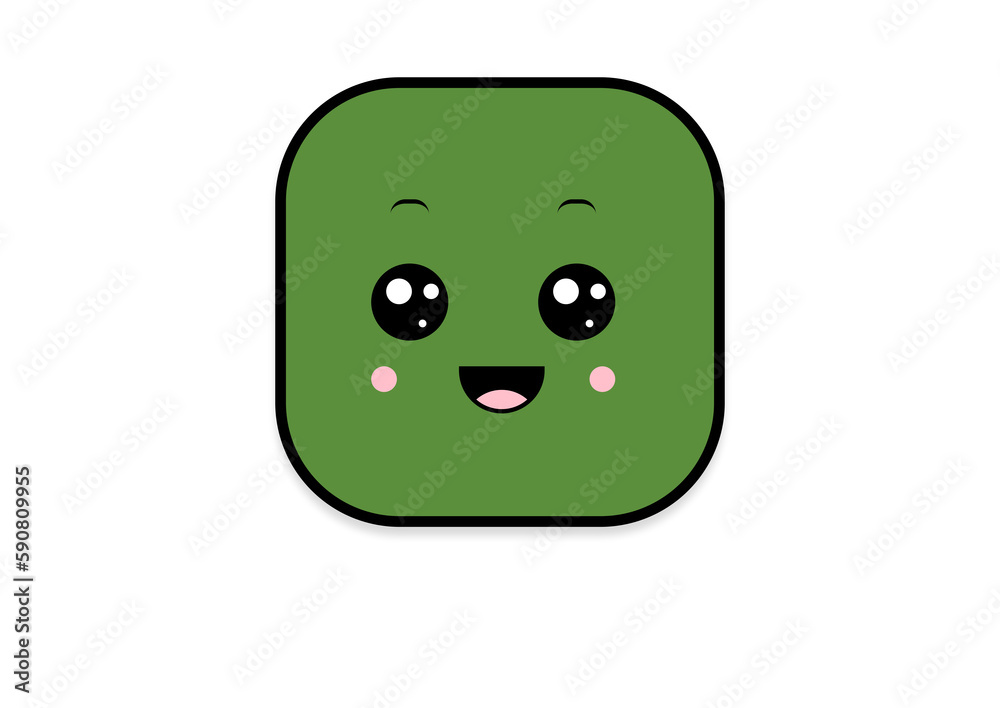 Fototapeta premium kawaii smiling 2d shape illustration anime