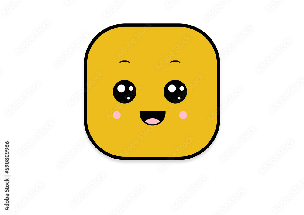 Fototapeta premium kawaii smiling 2d shape illustration anime