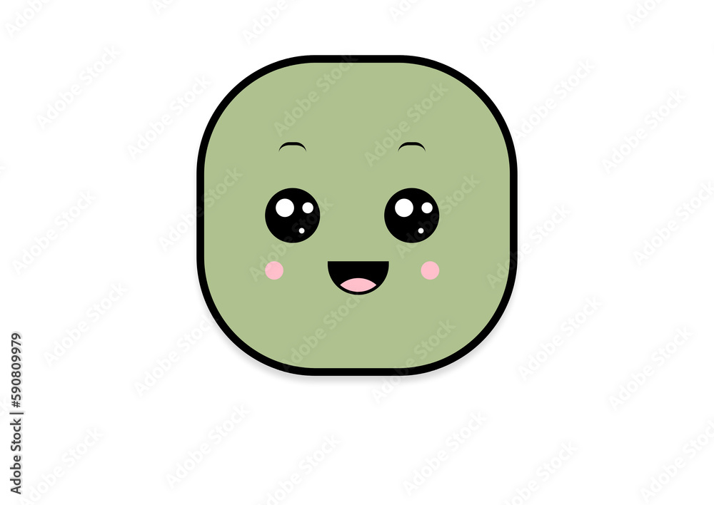 Fototapeta premium kawaii smiling 2d shape illustration anime