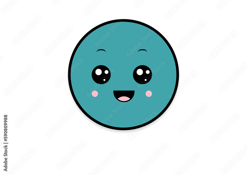 Fototapeta premium kawaii smiling 2d shape illustration anime