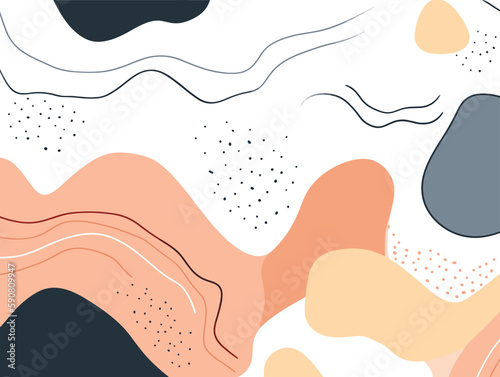 Abstract background with wavy organic shapes and lines. Vector illustration.