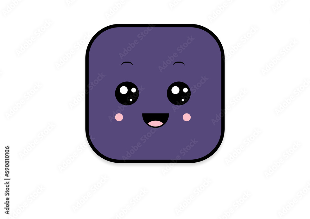 Fototapeta premium kawaii smiling 2d shape illustration anime