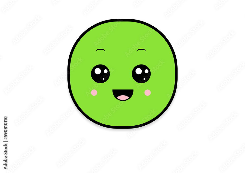 Fototapeta premium kawaii smiling 2d shape illustration anime